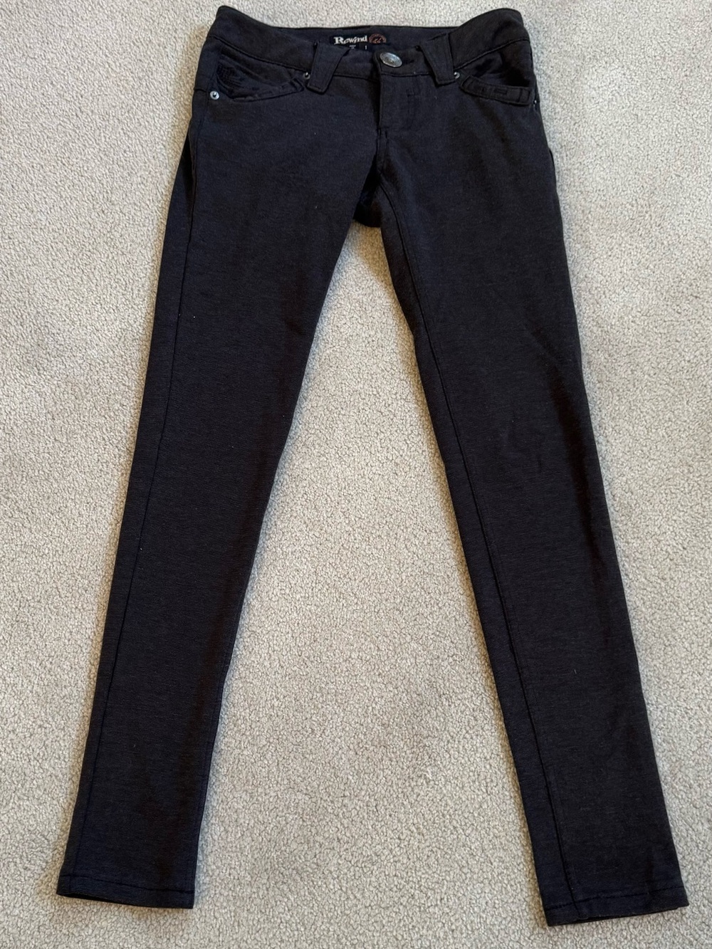 Vintage Rewind Black Skinny Jeggings with Branded Button Size 1